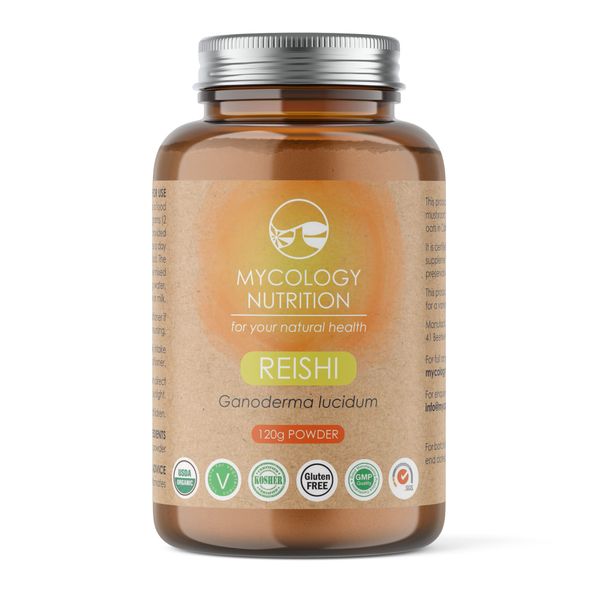 Reishi Mushroom Nutrition Powder | 100% Organic & Pure | Cultivated On Organic Oats | Gluten-Free, Vegan & GMP Certified | 120g