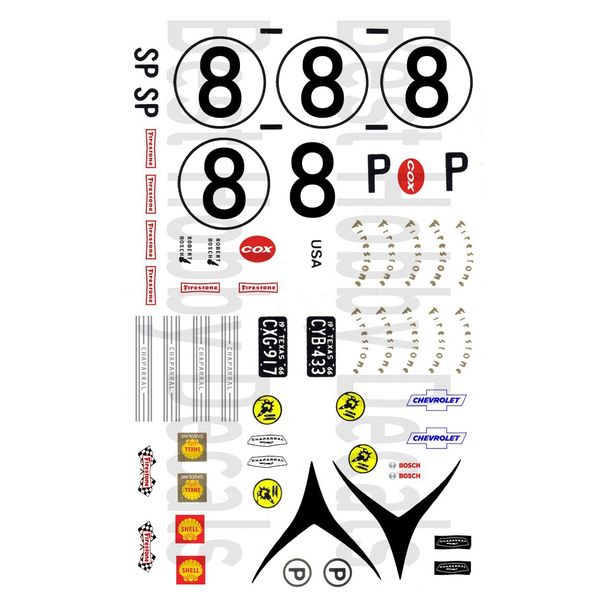 #8 Chaparral Can Am 1/18th Scale Waterslide Decals
