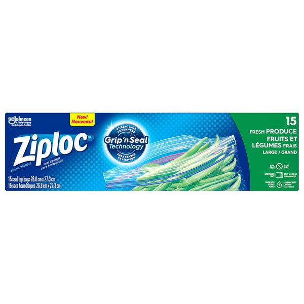Ziploc Fresh Produce Bags Large - 15 Count