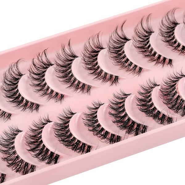 3D Falsche Wimpern,Natürliche Wimpern, Pure Handgemacht Natürlicher Look Flauschige Künstliche Wimpern,Multipack Strip Lashes 10 Paare (HY25)