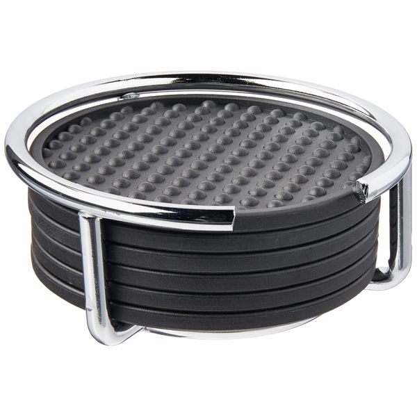 Spectrum 43570 Euro Coaster Container with 6 Coasters, Chrome