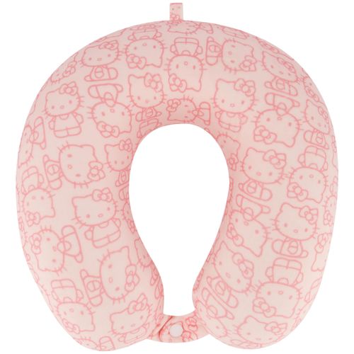 FUL Hello Kitty Neck Pillow, All Over Print Memory Foam Travel Accessories for Airplane, Car and Office, Comfortable and Breathable, Pink