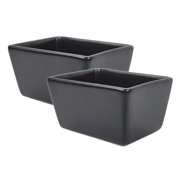 Sizikato 2pcs Matte Black Porcelain Sugar Packet Holder Tea Bag Bowl, 5 Oz