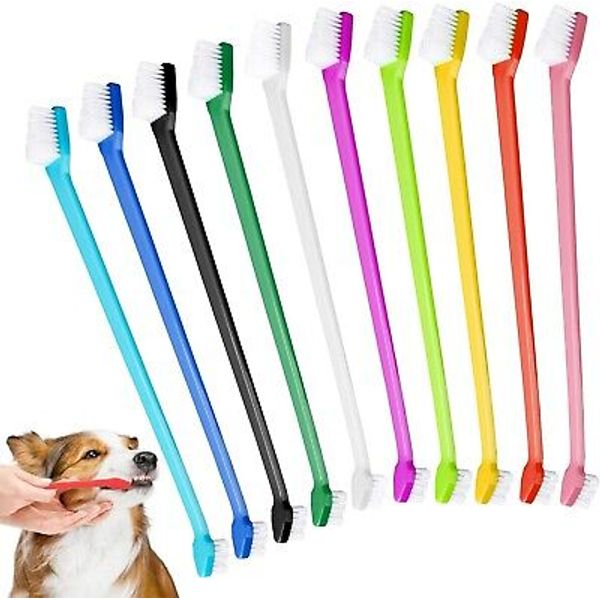 10 PCS Dog Toothbrush Set Dual Headed Soft Toothbrush Dental Hygiene For Pets