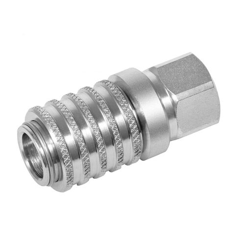 PD242 Series PD Steel Test Port and Diagnostic Equipment Quick Coupler with Female Pipe Thread, 1/8" Body Size, 1/4" - 18 NPTF Thread Size, 2.12" Length