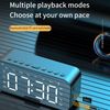 Wireless Bluetooth Digital Mirror LED Alarm Clock with Speaker MP3 Player Black
