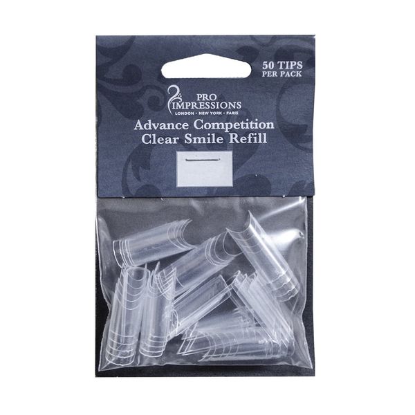 Pro Impressions Advance Competition Clear Smile 50 Nail Tips, Size 7