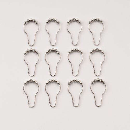 12 Piece Set Rustproof Stainless Steel Shower Curtain Rings Hooks for Bathroom Shower Rod