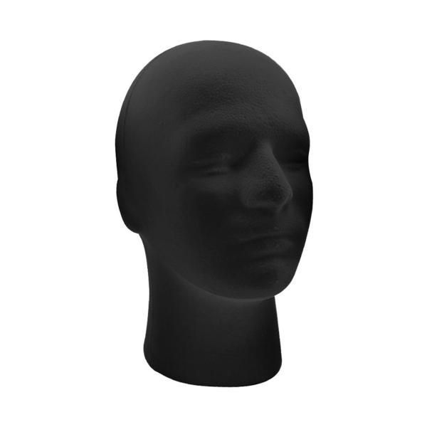 Male Mannequin Head Round Form Black Display for Jewelry Hat OPP Package