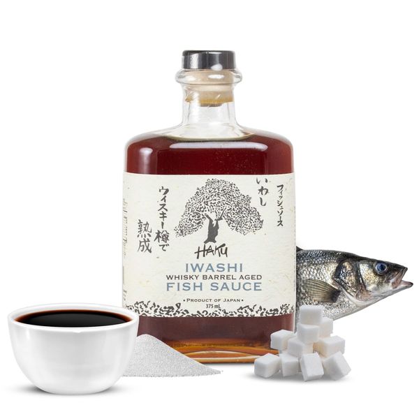 Haku Iwashi Whiskey Barrel Aged Fish Sauce (375 ml) - Authentic Japanese Umami Anchovy Seasoning Sauce - Refined Traditional Gourmet Dip Sauce, Condiment, Marinade for Meat, Salad, Stir Fry & Soup