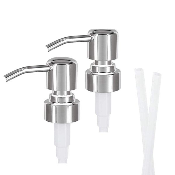 2 Pcs Pump Replacement Rust Proof Dispenser Pump Head 304 Stainless Steel Spare Soap Dispenser Head for Kitchen Bathroom Worktop 2.5cm Regular Mouth Bottles