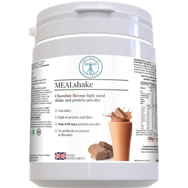 Complementary Supplements - MEAL Shake Chocolate – Complete Nutrition Low Fat Meal Replacement – Vitamins & Minerals - Vegan Protein Powder – NO GMOs - 300g