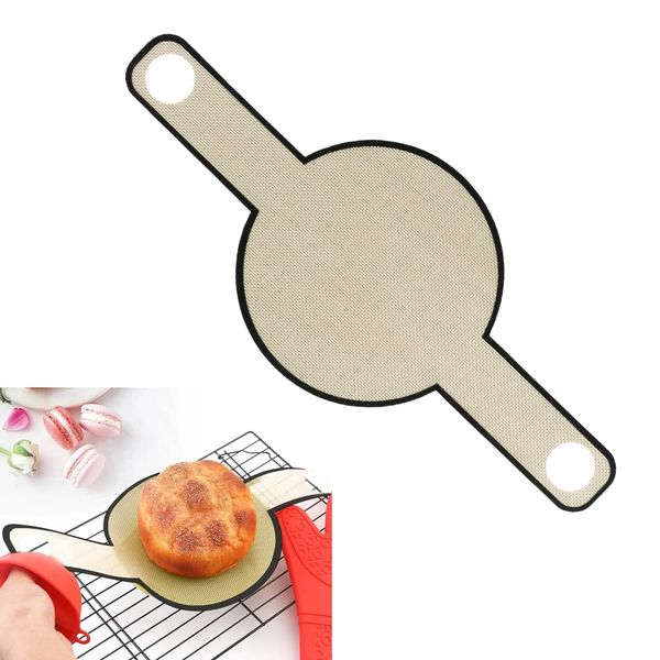 YAANBUNB Silicone Baking Mat for Dutch Oven Bread Sling Reusable Dough Drop Baking Mat Silicone Long Handled Sling Silicone Dutch Oven Liner Round Bread Baking Tool for Replace Parchment Paper (Brown)