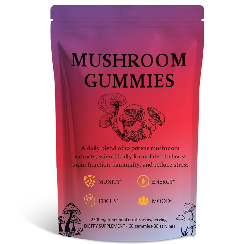 Sky Nutrition Mushroom Gummies Immune Support & Energy Boost, 12
