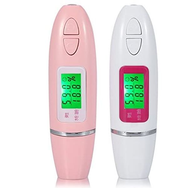 Skin Moisture Tester, Skin Analyzer, Oil Monitor Face Skin Hydration Analyzer with LCD Digital Screen for Beauty Salon and House (White)