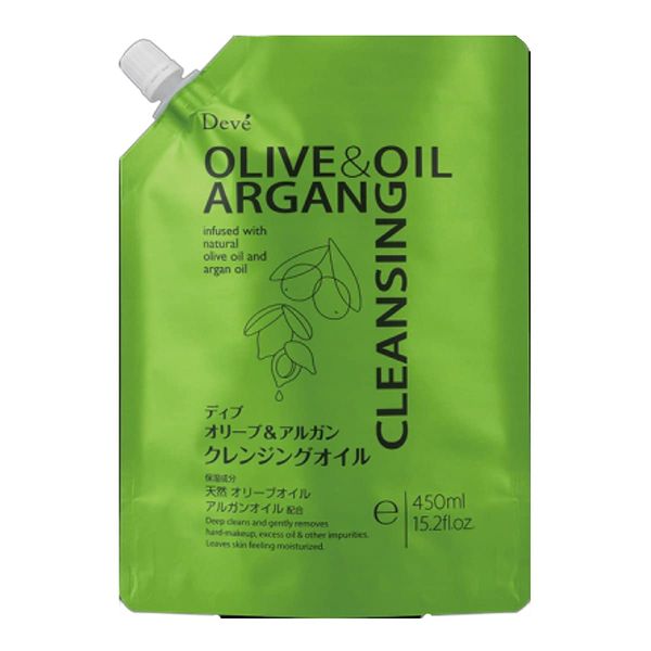Kumano Yushi Div Olive & Argan Cleansing Oil, Refill, 15.2 fl oz (450 ml)