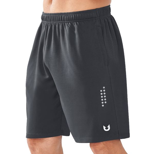 NORTHYARD Sport Shorts Herren Leichte Mesh Sporthose Kurz Schnelltrockende Kurze Hosen Laufhose mit Reißverschlusstasche für Basketball Tennis Fitness, Dunkelgrau, M