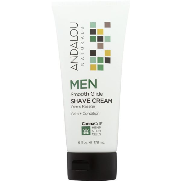 Andalou Naturals CannaCell Men Smooth Glide Shave Cream, 6 Ounce Pack of 1