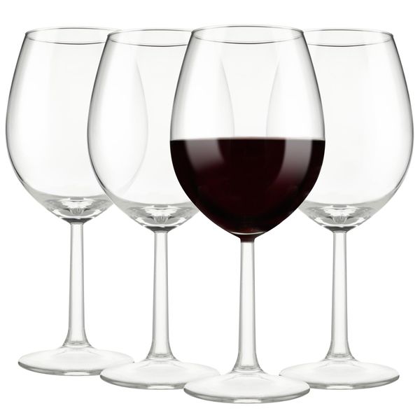 Galvog® Set of 4 Crystal Clear Wine Glasses 430ml | Italian Style Glasses | Hand Blown Stem Wine Glasses | Classic Design