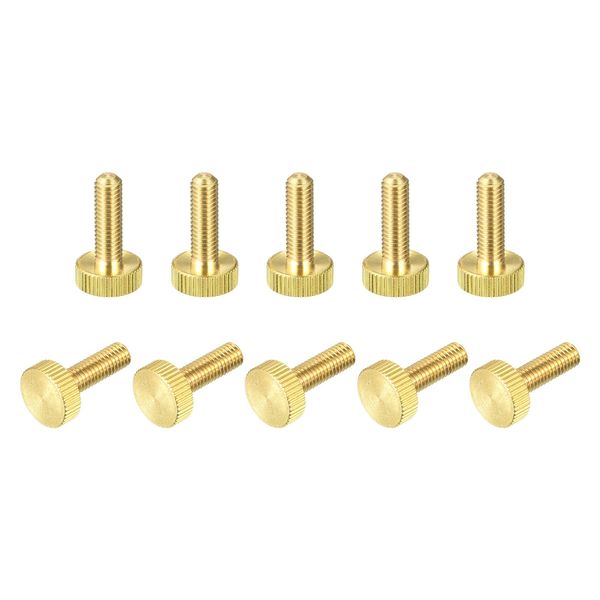 uxcell Knurled Thumb Screw, M6x20 mm, Flat Brass Bolt, Grip Knob Fastener, For PC, Electronics, Machinery, 10 Pcs