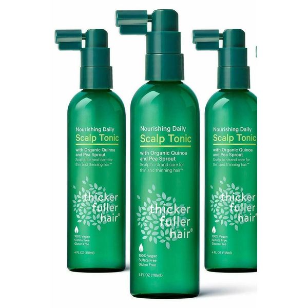 3 X Thicker Fuller Hair Nourishing Daily Scalp Tonic w/ Organic Quinoa 4 oz Each