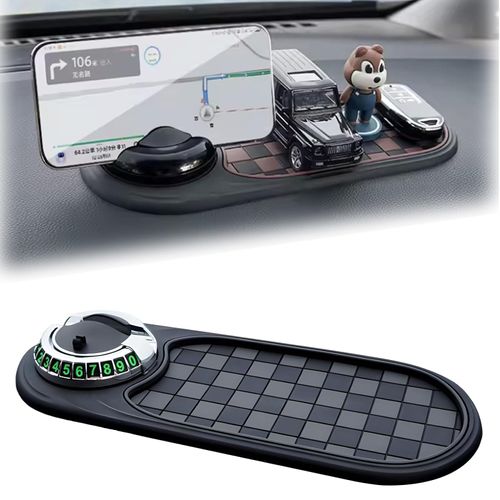 Multifunction Car Anti-Slip Mat Auto Phone Holder, Rotatable Anti Skid Car Dashboard Pad with Temporary Parking Numbe, Universal Anti-Slip Pad