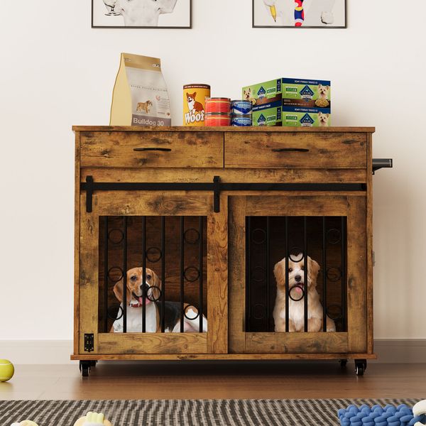 39 in Dog Crate Furniture Wooden Indoor Dog Kennel End Table Furniture Pet cage