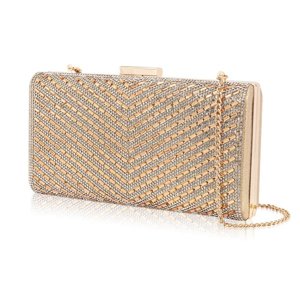 Docacan Sparkly Luxury Rhinestone Crystal Clutch for Bridal and Bridesmaid Glitter Metal Clasp Purse Prom Cocktail Formal Party and Wedding Sequin Evening Bag For Women Gold