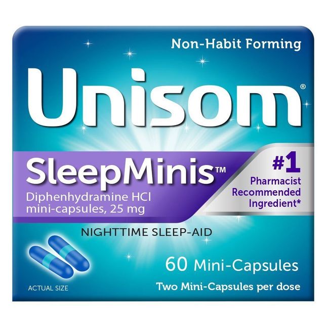 Unisom Sleep Mini's Diphenhydramine HCI Mini-Capsules 60 Count (Pack Of 2 )