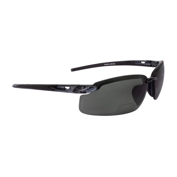 Crossfire Eyewear 2941420 2.0 Diopter ES5 Safety Glasses with Black Frame and Smoke Polarized Lens