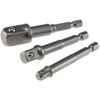 ChiliTec Socket Wrench Adapter Set 3-Piece Hexagonal to Square Socket for Cordless Screwdriver Drill Socket Wrench Bit Holder 1/4, 3/8, 1/2 Inch