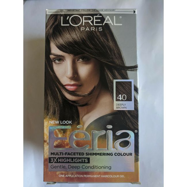 2 PACK L'Oreal Feria Shimmering Permanent Hair Color 40 Espresso - Deeply Brown