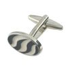 PAIR Enamel Twist Black & White Cufflinks Select Gift Pouch