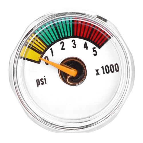 Paintball Gauge Pressure Gauge 0-5000 psi Mini Manometer Aluminum Alloy 22.5mm Dial Meter PCP Gauge PCP Manometer Manometer Gauge Back Mount 1/8” NPT Male Connector(5000 psi)