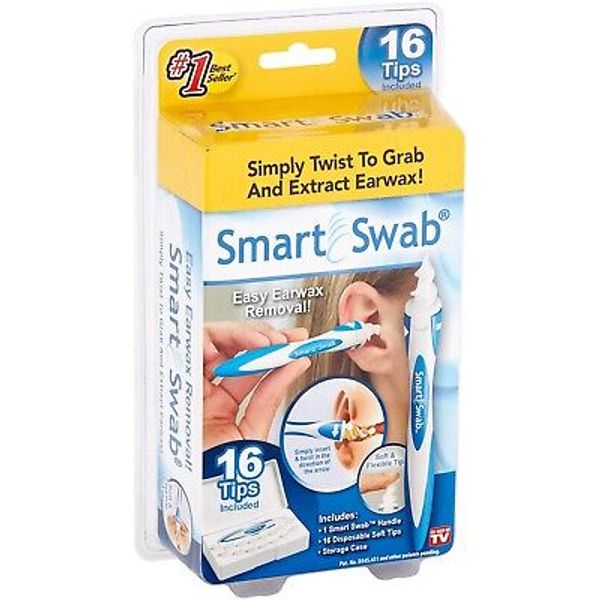 Smart Swab Soft Spiral Ear Cleaner Safe Ear Wax Removal Kit 16 Tips Included NEW