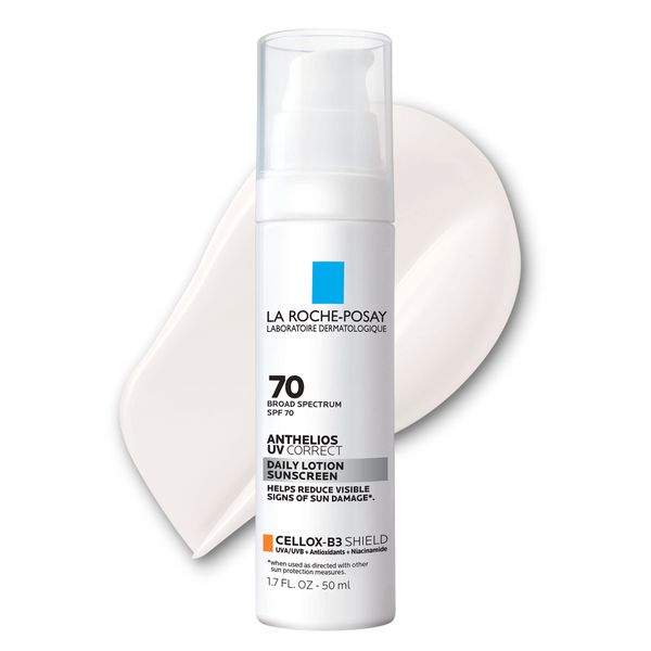 La Roche Posay Anthelios UV Correct Sunscreen Moisturizer SPF 70, Daily Anti-Aging Face Moisturizer with Sunscreen and Niacinamide to Even Skin Tone & Fine Lines, Sun Protection for Sensitive Skin
