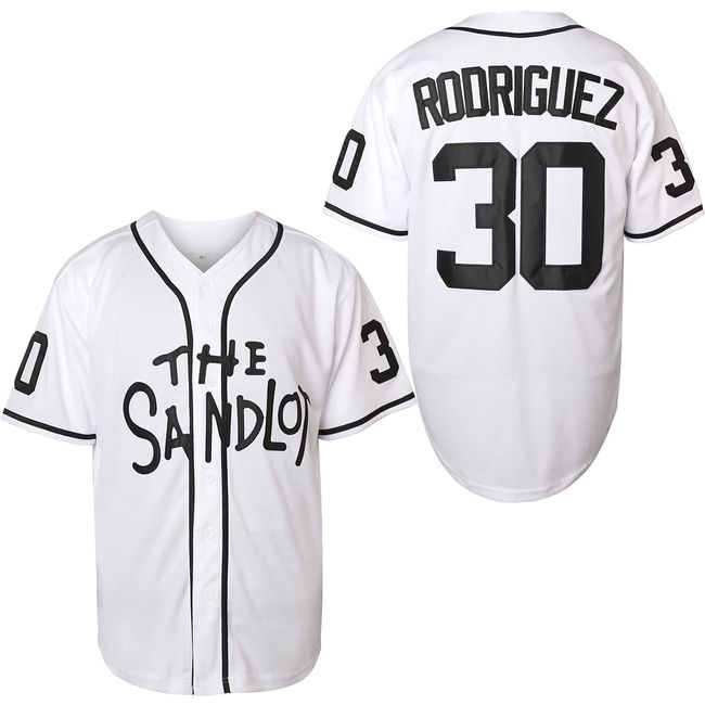 The Sandlot Benny Jersey 30 'The Jet' Rodriguez Squints Palledorous Yeah-Yeah McClennan 3D Print Movie Baseball Jersey(Large, 30 Rodriguez White)