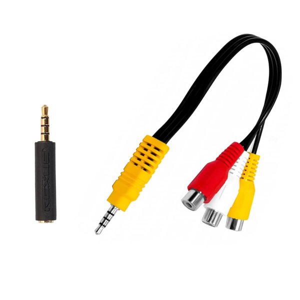 YFFSFDC 3.5mm RCA Converter Cable AV Cable 4 Pole Mini Plug with Converter Plug 4 Pole Mini Plug RCA Stereo Audio Video Converter Cable 22cm Male 3 Female Car Navigation Car Dash Recorder Back Camera TV Carrozzeria etc Video Audio Cord Red White Yellow 3R