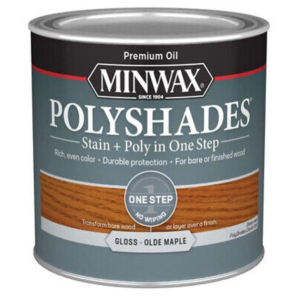 PolyShades Wood Stain + Polyurethane Finish – ½ Pint, Olde Maple, Gloss