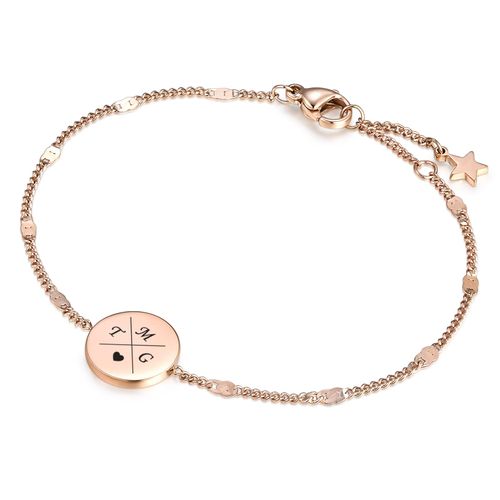 TMT Personalisiertes Armband mit Buchstaben, Initialen | Freundschaftsarmband mit Gravur | Namensarmband | silber rosegold gold | Geschenk | Armband Mädchen, bff, Schwesterherz, Mutter und Tochter