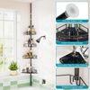4 Shelves Rustproof Corner Shower Tension Pole Rack Shampoo Storage Organizer