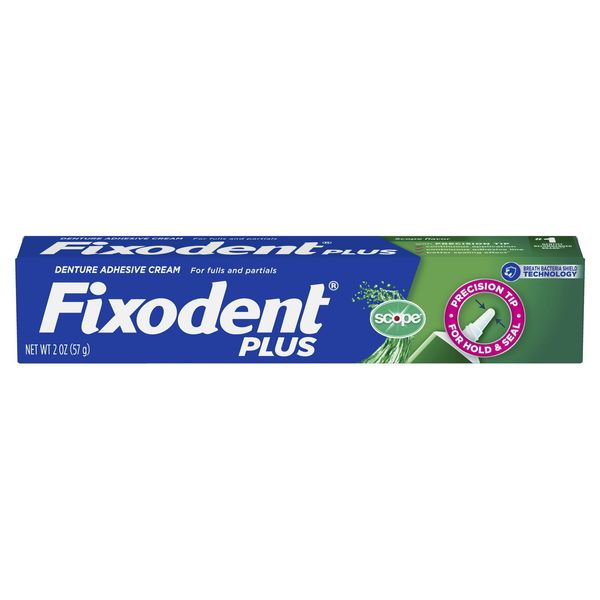 Fixodent Plus Precision Hold & Seal Denture Cream Scope Flavor 2 Ounce Pack of 2