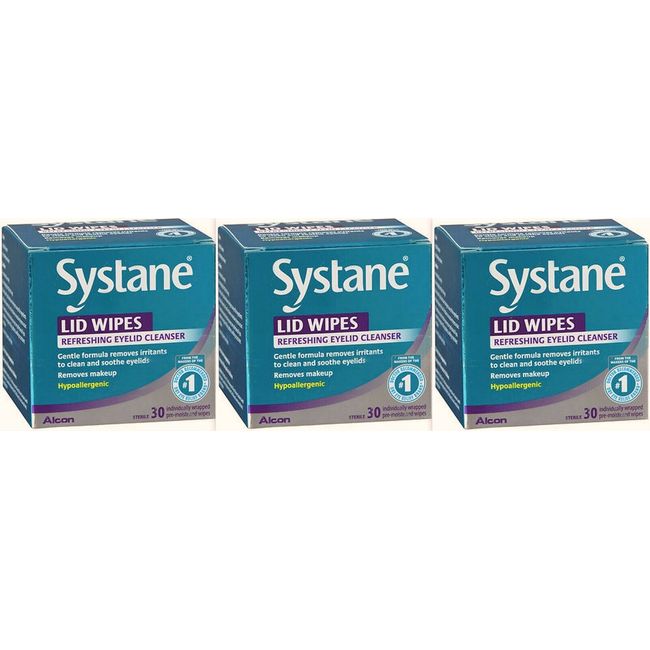 SYSTANE Lid Cloths Eyelid Cleansing 30 Ct ( 3 boxes ) ^