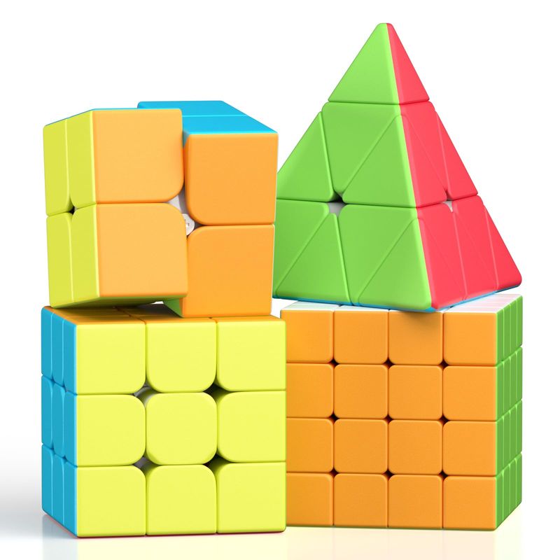ROXENDA Speed Cube Set, 2X2 3X3 4X4 Pyramid Fast Cube Stickerless with ...