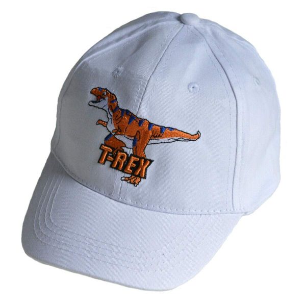 T-Rex Dinosaur Kids Childrens Cap Summer Baseball Hat, White 52cm