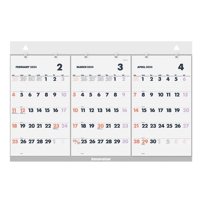 Midori Innovator 31309006 2024 Calendar Wall Hanging 3 Months