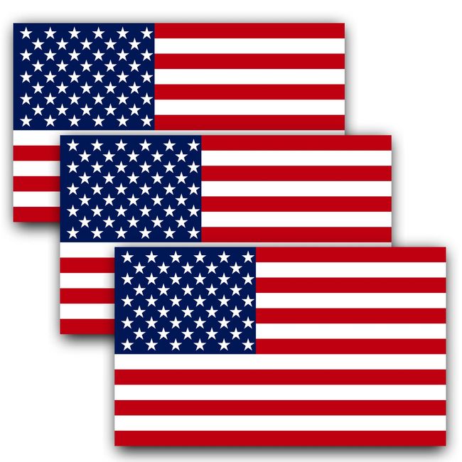 Anley 5 X 3 inch American US Flag Decal - Patriotic Stars Reflective Stripe USA Flag Car Stickers - Support US Military (3 Pack)