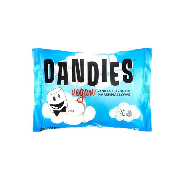 Dandies Light and Fluffy Vegan Marshmallows | Perfect for Barbeque | Bonfire | Roast | Toasting | Smores or Just Snacking | American Style | Suitable For Vegetarian | Gelatine-free | 200g