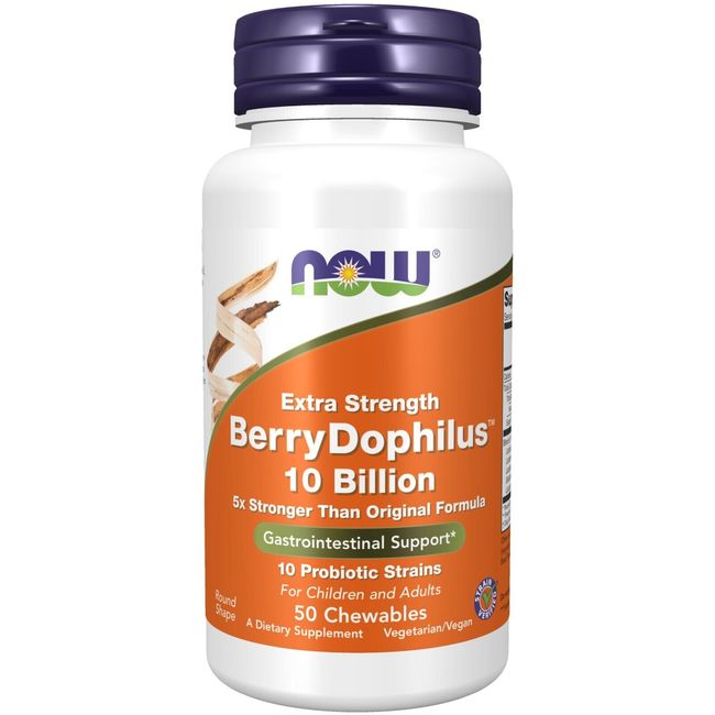 NOW Foods Extra Strength Berrydophilus 10 Billion, 50 Chewable Lozenges