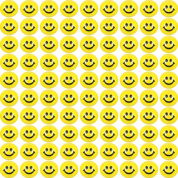 Vinsot 100 Pcs Smile Face Stress Balls Bulk 2 Inch Funny Face Stress Relief Balls Mini Foam Smile Face Toys for End of Year Student Gifts, Finger Exercise, School Prizes, Party Bag Fillers (Yellow)